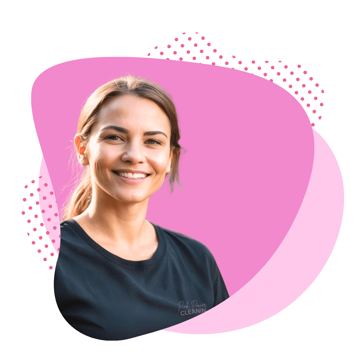 A friendly Pink Power Brands team member ready to provide top-notch commercial cleaning services.