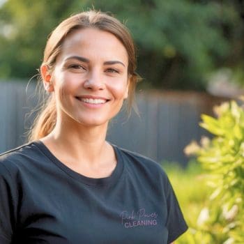 Smiling Pink Power Cleaning team member, ready to provide top-notch cleaning services.
