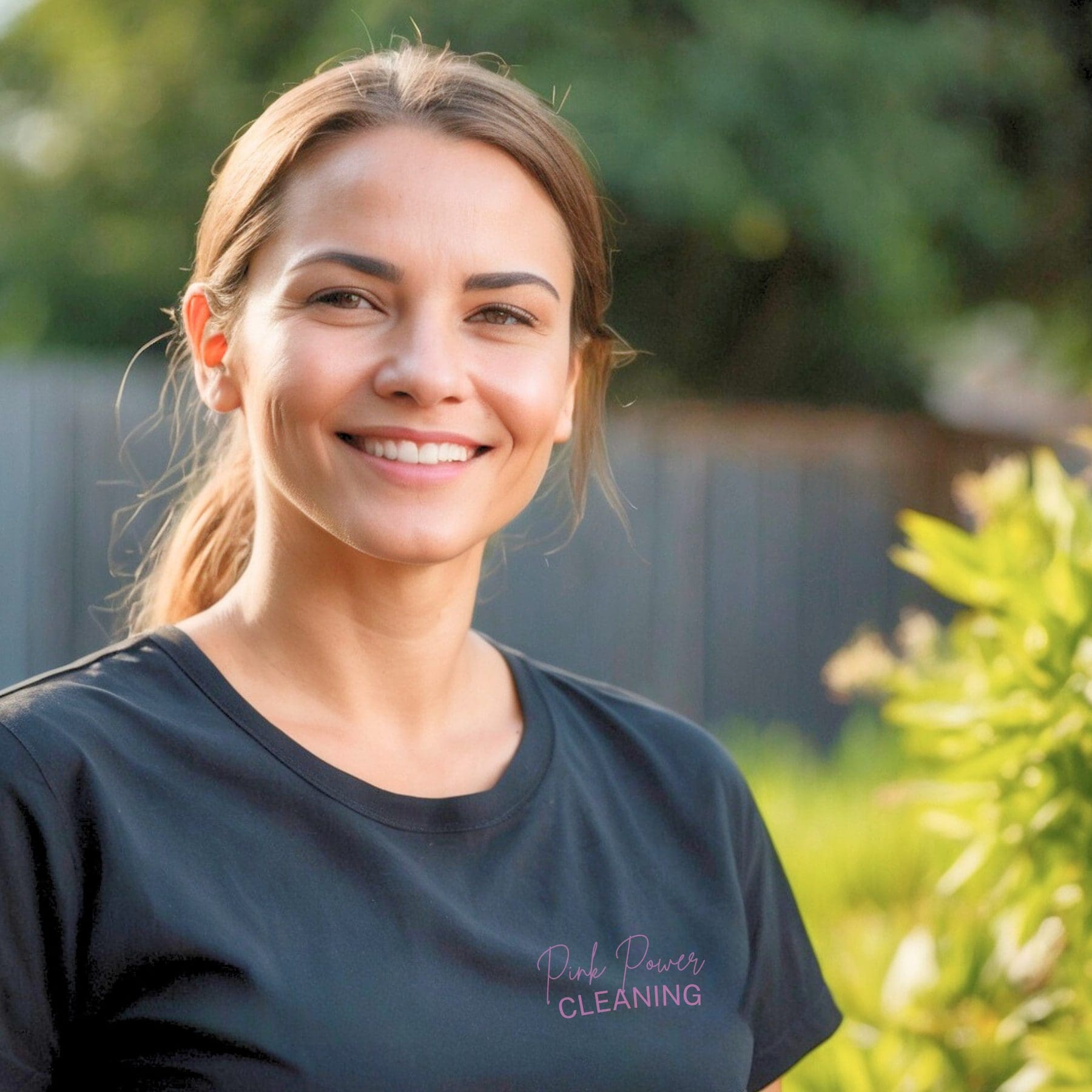 Smiling Pink Power Cleaning team member, ready to provide top-notch cleaning services.