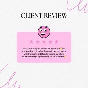 5-star client review for Pink Power Cleaning in Troy, OH. Reliable home and office cleaning services in Dayton, Tipp City, Piqua, and nearby areas.