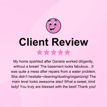 Client review graphic for basement cleaning in Troy, OH after water damage