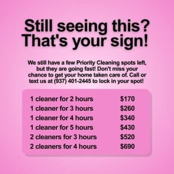 Last Chance for Priority Cleaning Spots – Book Yours Today!